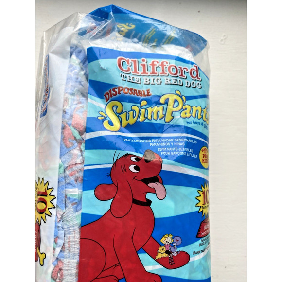 Clifford Swim Pants Diapers 2003 Vintage NEW Sealed 10 Pack Large Collectible - Picture 2 of 7